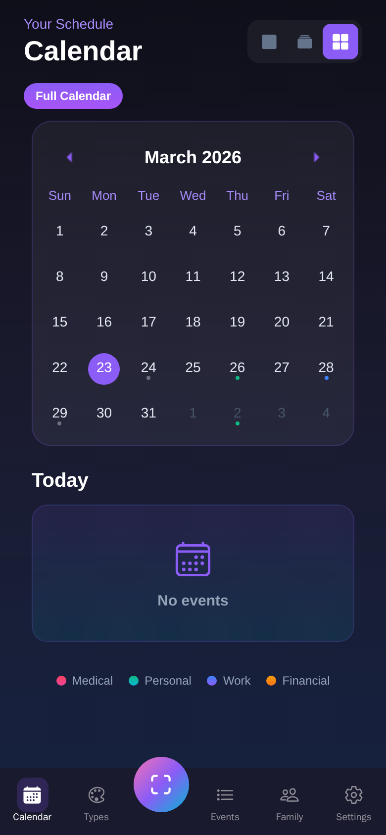 Calendar view